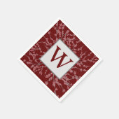 Monogram Maroon Berry Burst Waterverf Foliage Servet (Hoek)