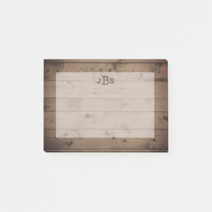 Monogram Masculine Initialen Rustige houtlook Post-it® Notes