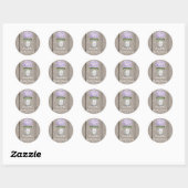 Monogram Mason Jar Paarse Hydrangea Vrijgezellenfe Ronde Sticker (Vel)