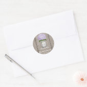 Monogram Mason Jar Paarse Hydrangea Vrijgezellenfe Ronde Sticker (Envelop)