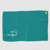 Monogram - massief blauwgroen golfhanddoek (Horizontaal)