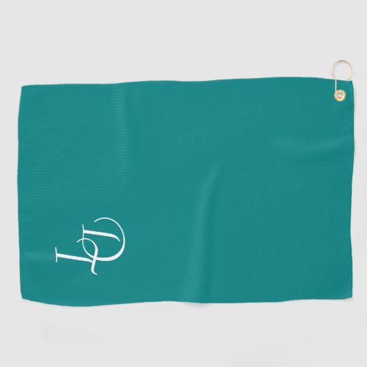 Monogram - massief blauwgroen golfhanddoek (Horizontaal)