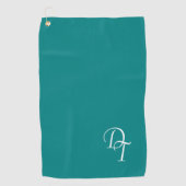 Monogram - massief blauwgroen golfhanddoek (Voorkant)