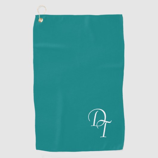 Monogram - massief blauwgroen golfhanddoek (Voorkant)
