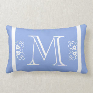 MONOGRAM massief licht poeder Blauw gekleurd custo Kussen