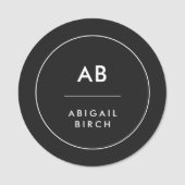 Monogram Matig Minimale Eenvoudige Zwart-wit Naamplaatje (Voorkant)