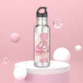 Monogram Matig Roze Meisje Glitter Persoonlijk Waterfles