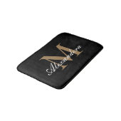 Monogram Matig Zwart wit Gold legant script Badmat (Gekanteld)