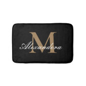 Monogram Matig Zwart wit Gold legant script Badmat (Voorkant)