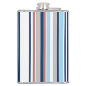 Monogram matige blauwe witte grijze strepen heupfles (Achterkant)