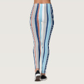 Monogram matige blauwe witte grijze strepen leggings (Achterkant)