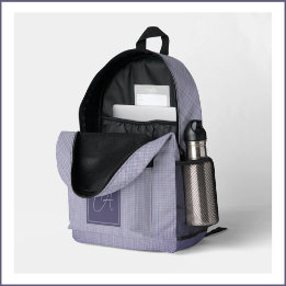 Monogram Mauve Paarse Schotse Ruit Bedrukte Rugzak