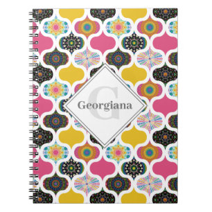 Monogram Maximalistische Regenboog Dot Mandalas Pa Notitieboek