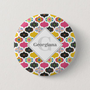 Monogram Maximalistische Regenboog Dot Mandalas Pa Ronde Button 5,7 Cm