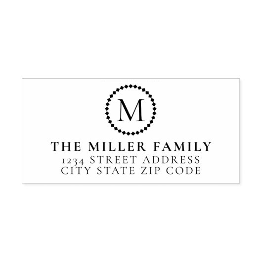 Monogram Medallion Family Sjabloon Return Address Rubberstempel (Afrduk)