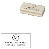 Monogram Medallion Family Sjabloon Return Address Rubberstempel (Gestempeld)