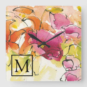 Monogram medio juli vierkante klok