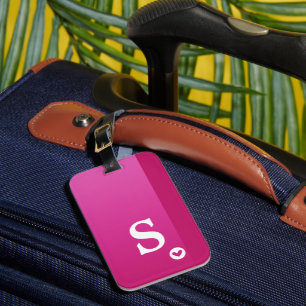 Monogram meisje Paars hart Eenvoudig modern Bagagelabel