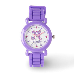 Monogram meisjes letter M kunst Matilda naam horlo Horloge
