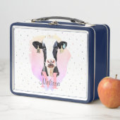  Monogram meisjes Naam Roze Cute Holstein Koe (In situ)