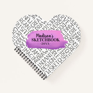 Monogram Meisjes Paarse artiest Sketchbook Notitieboek