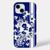 monogram meisjes voetbal blowout blauw Case-Mate iPhone case (Achterkant)