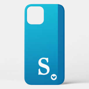 Monogram Meisjesachtig Blauw Hart Eenvoudig Modern iPhone 12 Hoesje