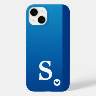 Monogram Meisjesachtig Blauw Hart Eenvoudig Modern Case-Mate iPhone 14 Hoesje