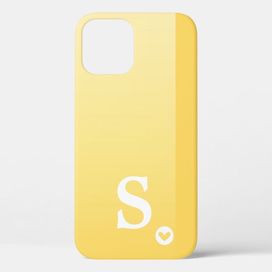 Monogram Meisjesachtig Geel Hart Eenvoudig Modern Case-Mate iPhone Case (Achterkant)