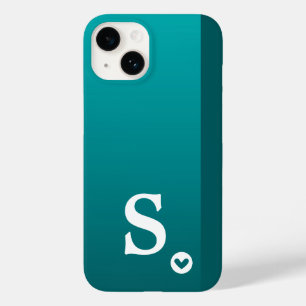 Monogram Meisjesachtig Groen Hart Eenvoudig Modern Case-Mate iPhone 14 Hoesje