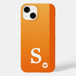 Monogram Meisjesachtig Oranje Hart Eenvoudig Moder Case-Mate iPhone 14 Hoesje