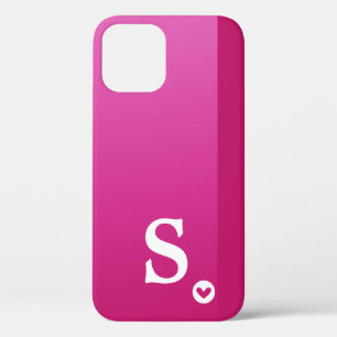 Monogram Meisjesachtig Paars Hart Eenvoudig Modern iPhone 12 Hoesje