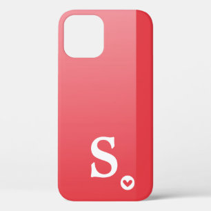 Monogram Meisjesachtig Rode Hart Eenvoudig Modern iPhone 12 Hoesje