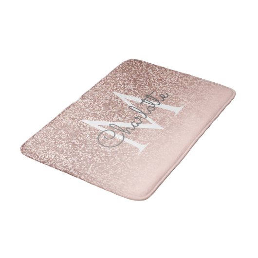 Monogram meisjesachtig roze goud glitters blush ro badmat (Gekanteld)