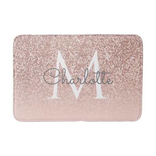 Monogram meisjesachtig roze goud glitters blush ro badmat (Voorkant)