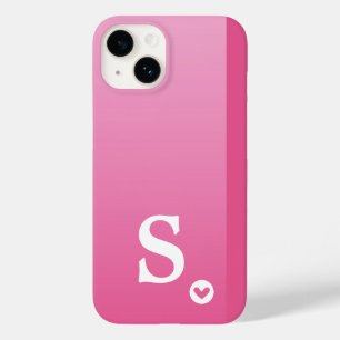 Monogram Meisjesachtig Roze Hart Eenvoudig Modern Case-Mate iPhone 14 Hoesje