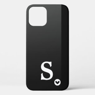 Monogram Meisjesachtig Zwart Hart Eenvoudig Modern iPhone 12 Hoesje