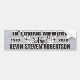 Monogram Memorial Angel Wings Bumpersticker