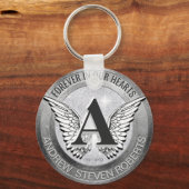 Monogram | Memorial | Angel Wings Sleutelhanger (Voorkant)