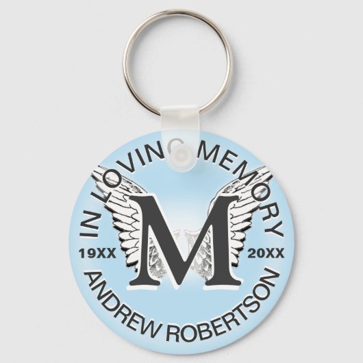 Monogram | Memorial | Angel Wings Sleutelhanger (Voorkant)