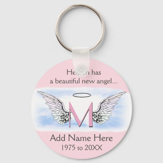 Monogram | Memorial | Angel Wings Sleutelhanger (Voorkant)