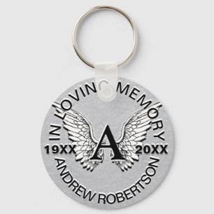 Monogram Memorial Silver Angel Wings Sleutelhanger