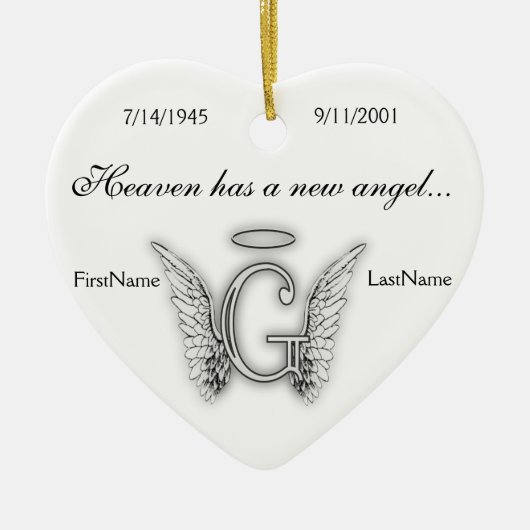 Monogram Memorial Tribute Ornament G (Voorkant)