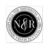    Monogram Men familienaam Retouradres Circulaire Zelfinktende Stempel (Design)