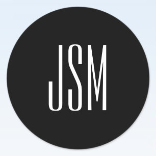 Monogram, merk of bedrijfsnaam   Zwart & Wit Ronde Sticker