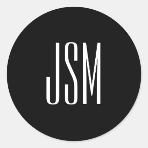 Monogram, merk of bedrijfsnaam Zwart & Wit Ronde Sticker