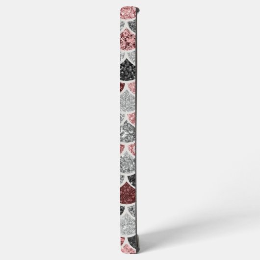 Monogram Mermaid Scale Glitter Pink Silver Name Samsung Galaxy Hoesje (Linkerkant)