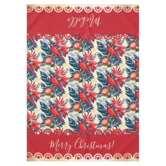Monogram Merry Christmas & Happy New Year! Floral  Tafelkleed