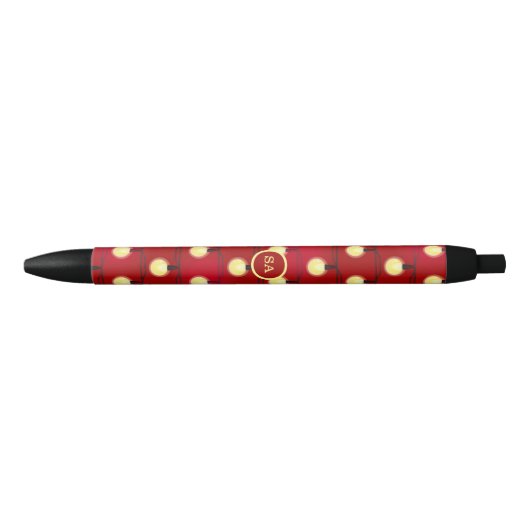 Monogram Merry-kerstlampjes Rood Zwarte Inkt Pen (Voorkant)
