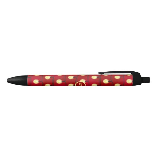 Monogram Merry-kerstlampjes Rood Zwarte Inkt Pen (Bovenkant)